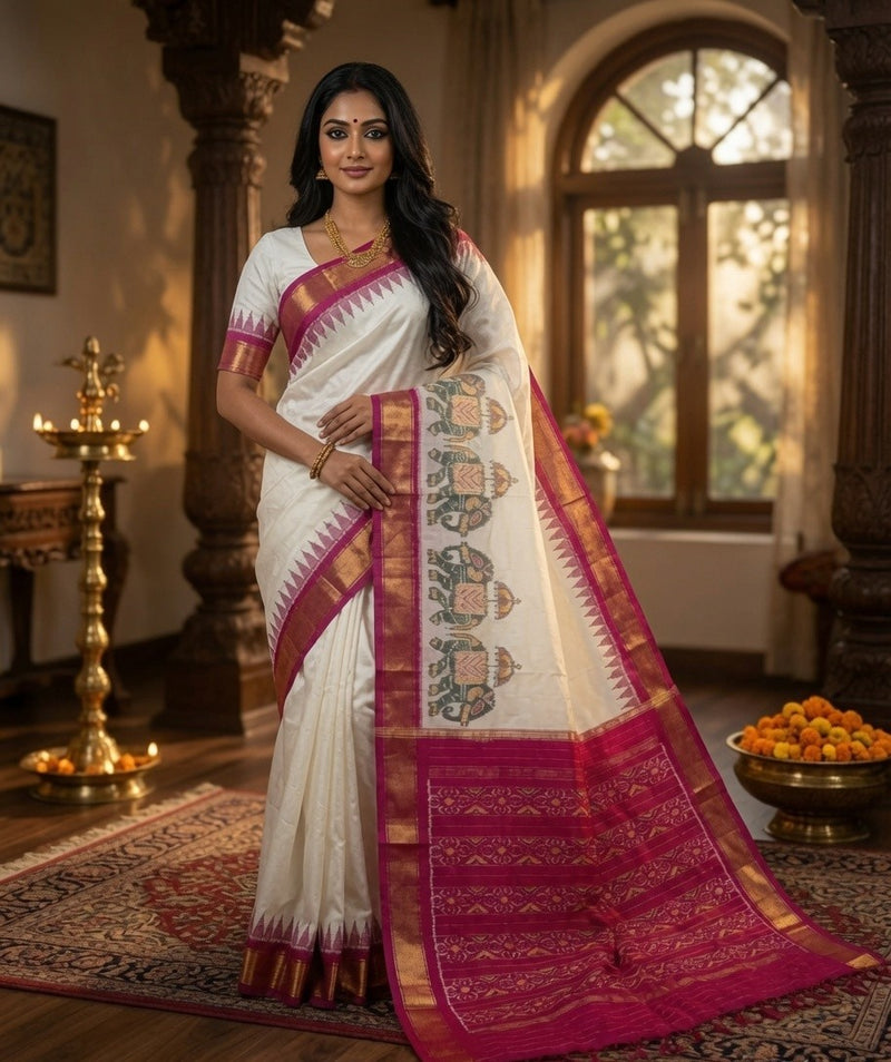 Pochampally Festive Dola Silk Saree | With Blouse Piece