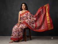 Pastel Pink Pochampally Ikkat Dola Silk Printed Saree