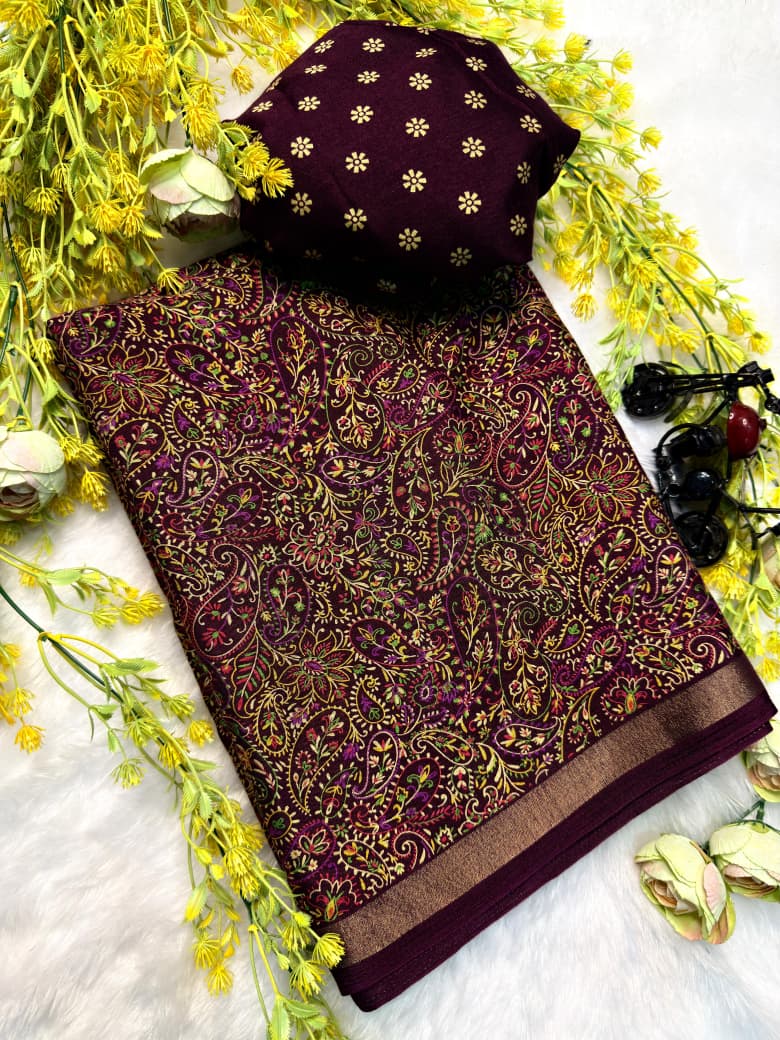 Ajrakh Block Print Saree