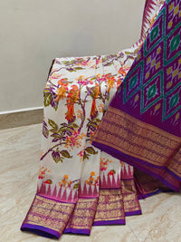 Double Peacock Weave Printed Saree