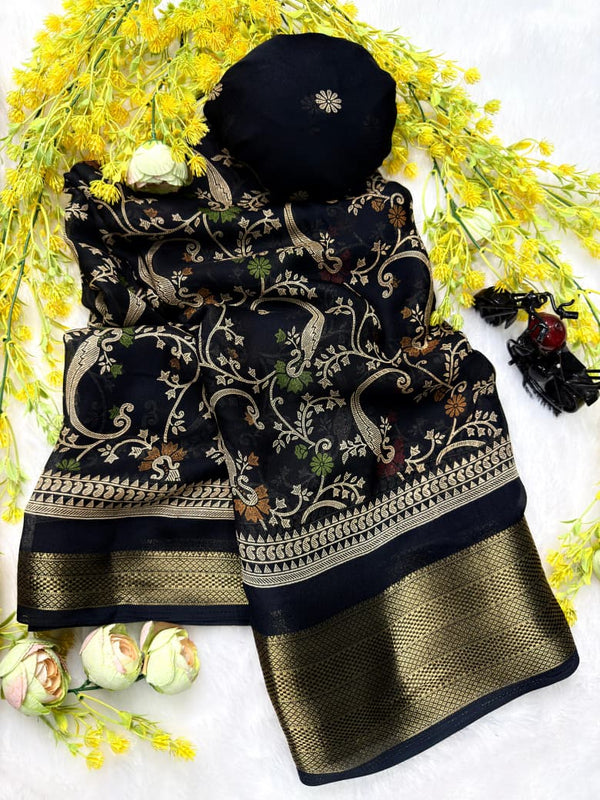 Ajrakh Resist Print Saree