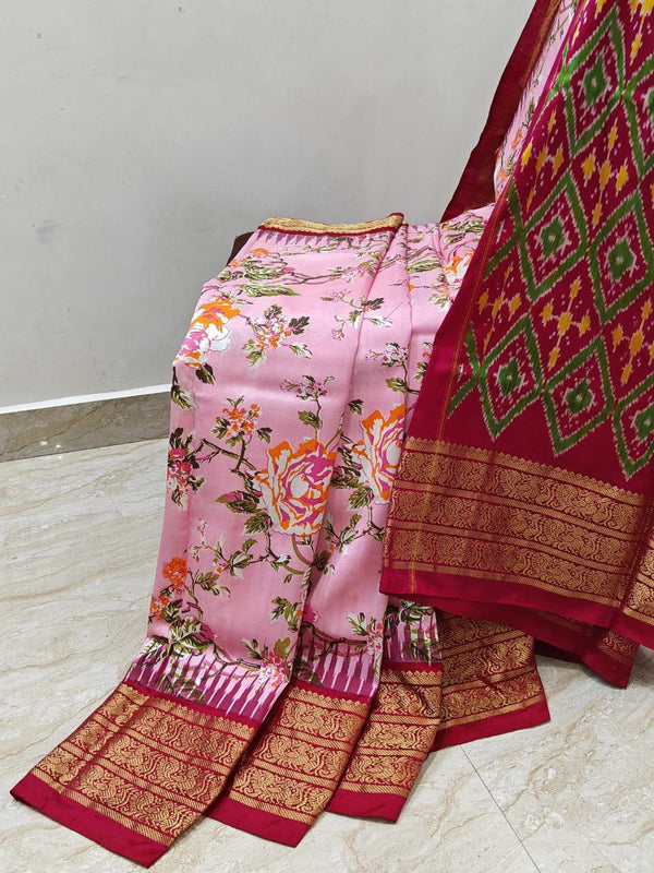 Peacock Weave Print Ethnic Saree