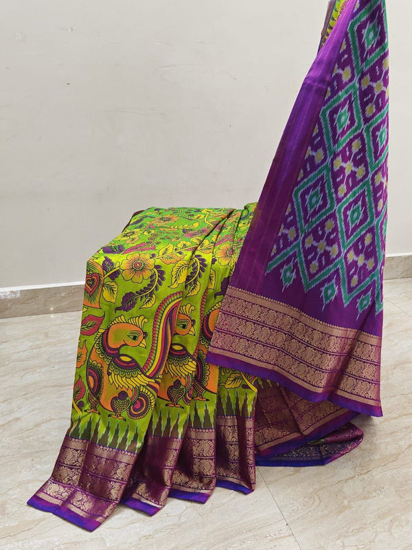 Double Peacock Weave Printed Saree