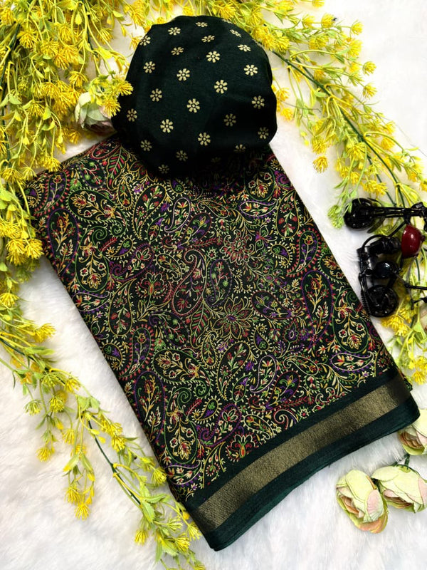 Ajrakh Geometric Print Saree