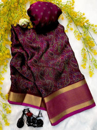 Ajrakh Block Print Saree