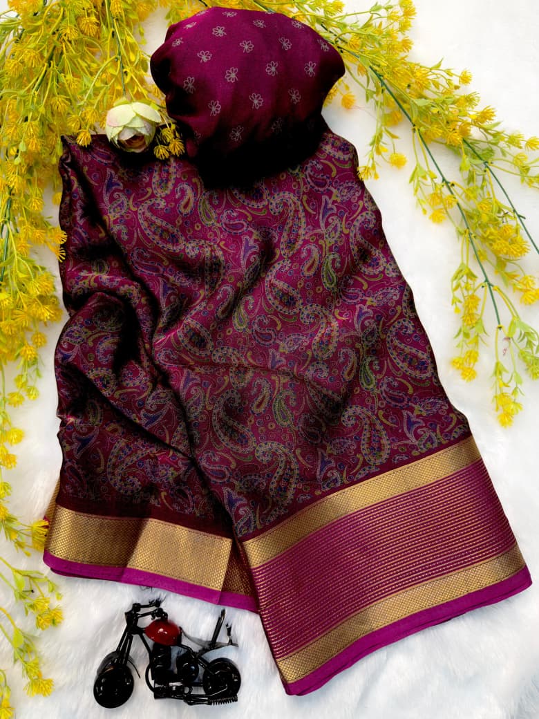 Ajrakh Block Print Saree