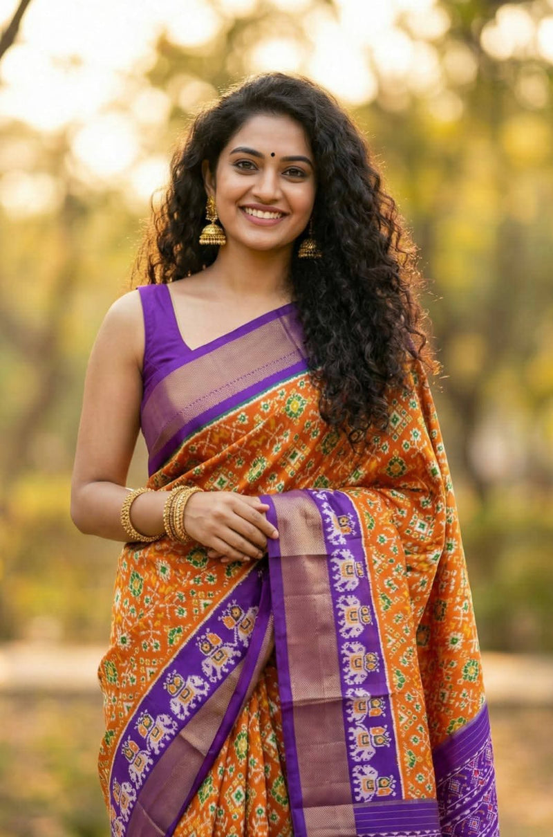 Pochampalli Ikkat Dolla Silk Saree