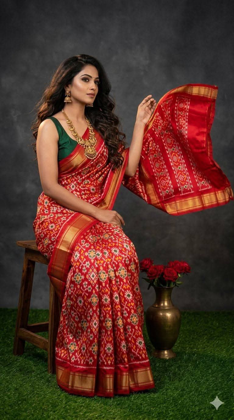 Pochampalli Ikkat Dolla Silk Saree
