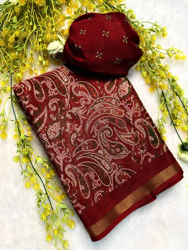 Ajrakh Block Print Saree