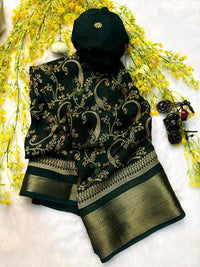 Ajrakh Geometric Print Saree