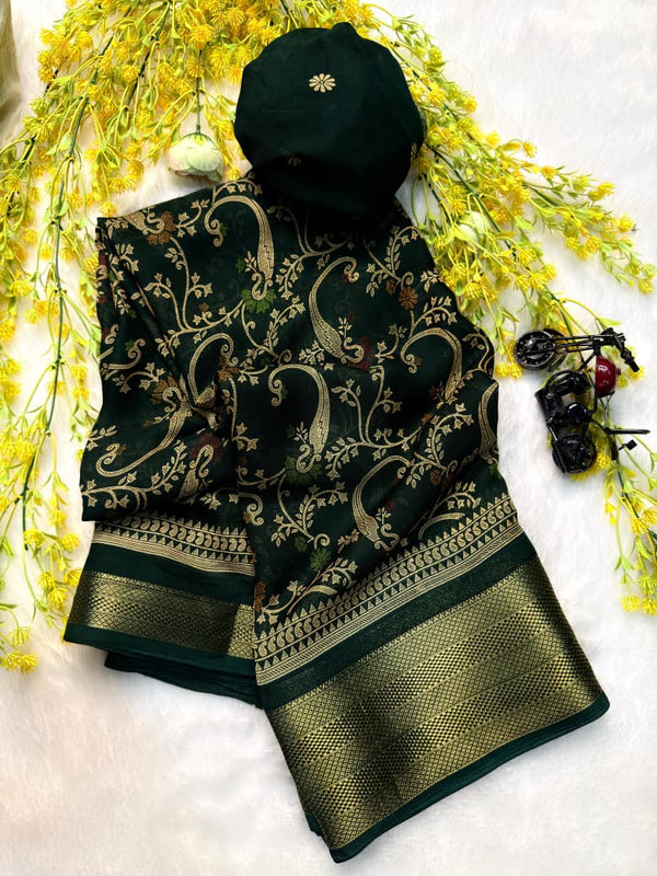 Ajrakh Geometric Print Saree
