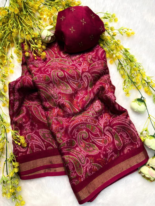 Ajrakh Print Artisan Saree