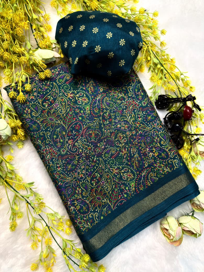 Ajrakh Resist Print Saree