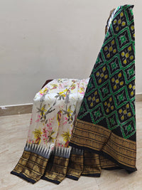 Peacock Weave Print Ethnic Saree