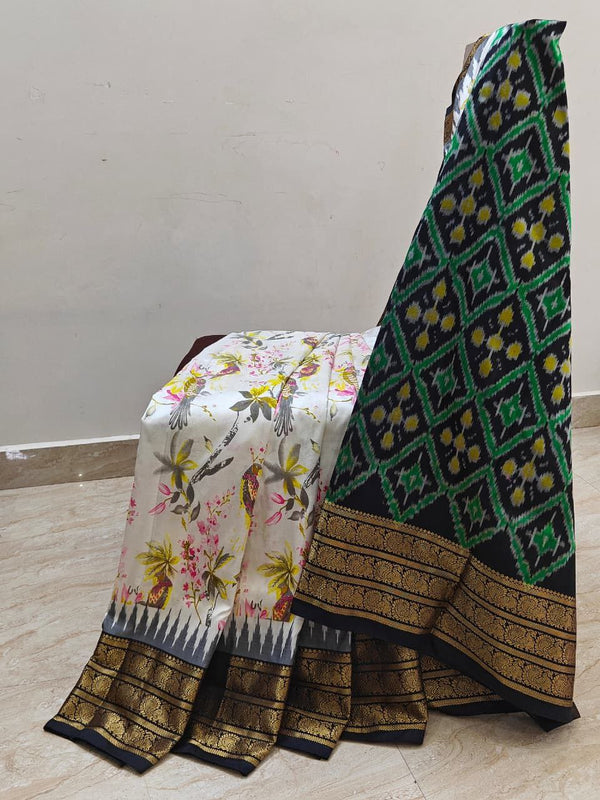 Peacock Weave Print Ethnic Saree