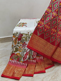 Double Peacock Weave Printed Saree