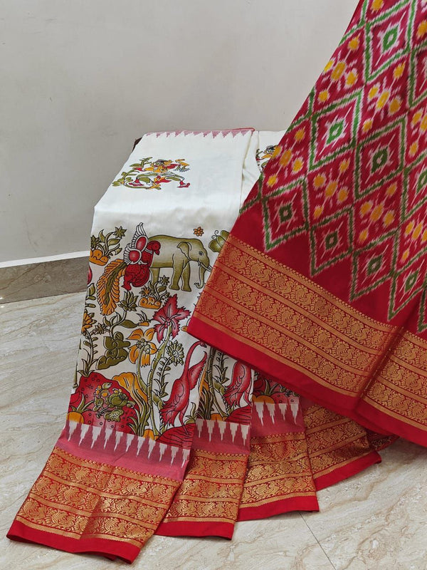 Double Peacock Weave Printed Saree