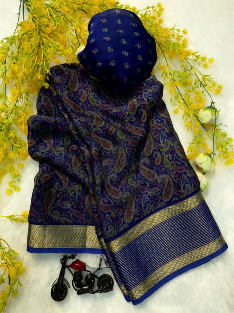 Ajrakh Geometric Print Saree