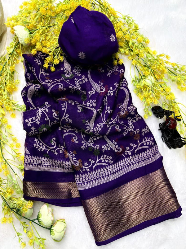 Ajrakh Block Print Saree