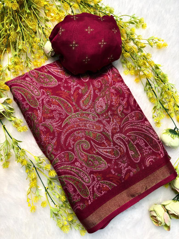 Ajrakh Block Print Saree