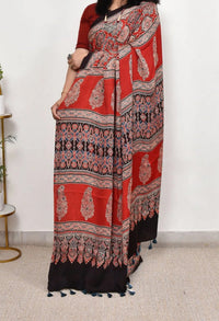 Ajrakh Modal Silk Saree - alternate view