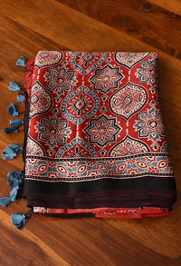 Ajrakh Modal Silk Saree - alternate view